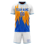 Custom White Blue GeometricalPattern Soccer Set