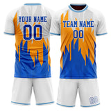 Custom White Blue GeometricalPattern Soccer Set