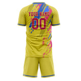 Custom Yellow Blue GeometricalPattern Soccer Set