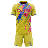 Custom Yellow Blue GeometricalPattern Soccer Set