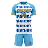Custom Light Blue White GeometricalPattern Soccer Set