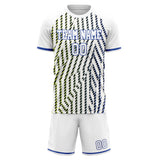Custom White Blue GeometricalPattern Soccer Set