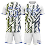 Custom White Blue GeometricalPattern Soccer Set