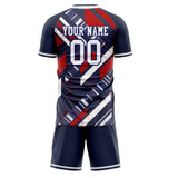 Custom Navy White GeometricalPattern Soccer Set