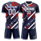 Custom Navy White GeometricalPattern Soccer Set
