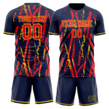 Custom Navy Red GeometricalPattern Soccer Set