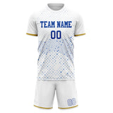 Custom White Royal GeometricalPattern Soccer Set