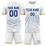 Custom White Royal GeometricalPattern Soccer Set