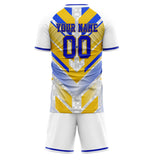 Custom Blue Yellow GeometricalPattern Soccer Set