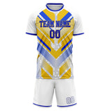 Custom Blue Yellow GeometricalPattern Soccer Set