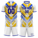 Custom Blue Yellow GeometricalPattern Soccer Set