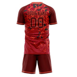 Custom Red Black GeometricalPattern Soccer Set