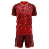Custom Red Black GeometricalPattern Soccer Set