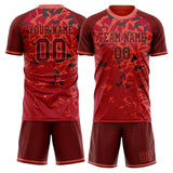Custom Red Black GeometricalPattern Soccer Set
