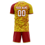 Custom Gold Red GeometricalPattern Soccer Set