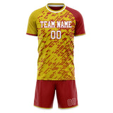Custom Gold Red GeometricalPattern Soccer Set