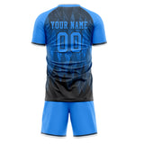 Custom Black Blue GeometricalPattern Soccer Set