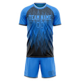 Custom Black Blue GeometricalPattern Soccer Set