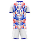 Custom White Blue GeometricalPattern Soccer Set