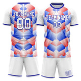 Custom White Blue GeometricalPattern Soccer Set