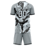 Custom Gray Black GeometricalPattern Soccer Set