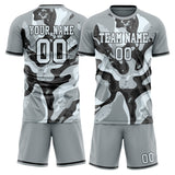 Custom Gray Black GeometricalPattern Soccer Set
