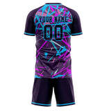 Custom Purple Light Blue GeometricalPattern Soccer Set
