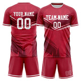 Custom Red White GeometricalPattern Soccer Set