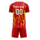 Custom Red Gold GeometricalPattern Soccer Set