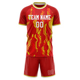 Custom Red Gold GeometricalPattern Soccer Set