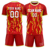 Custom Red Gold GeometricalPattern Soccer Set
