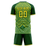 Custom Kelly Green Yellow GeometricalPattern Soccer Set