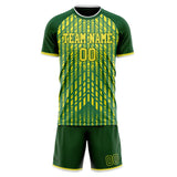 Custom Kelly Green Yellow GeometricalPattern Soccer Set