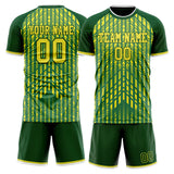 Custom Kelly Green Yellow GeometricalPattern Soccer Set