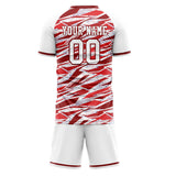 Custom White Red GeometricalPattern Soccer Set