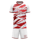 Custom White Red GeometricalPattern Soccer Set