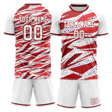 Custom White Red GeometricalPattern Soccer Set