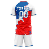 Custom Red White GeometricalPattern Soccer Set