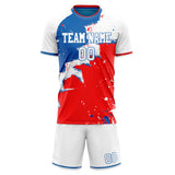 Custom Red White GeometricalPattern Soccer Set
