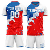 Custom Red White GeometricalPattern Soccer Set
