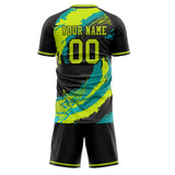 Custom Black Teal GeometricalPattern Soccer Set