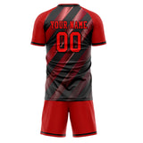 Custom Black Red GeometricalPattern Soccer Set