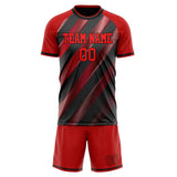 Custom Black Red GeometricalPattern Soccer Set