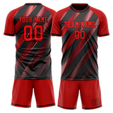 Custom Black Red GeometricalPattern Soccer Set