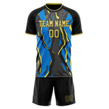 Custom Black Blue GeometricalPattern Soccer Set