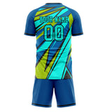 Custom Royal Teal GeometricalPattern Soccer Set