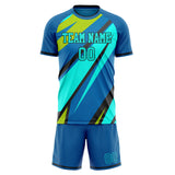Custom Royal Teal GeometricalPattern Soccer Set
