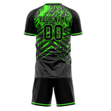 Custom Black Neon Green GeometricalPattern Soccer Set