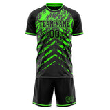 Custom Black Neon Green GeometricalPattern Soccer Set
