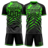 Custom Black Neon Green GeometricalPattern Soccer Set